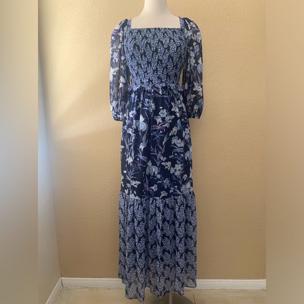Taylor Smocked Tie-Back Maxi Dress